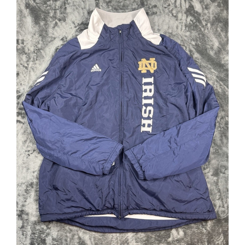 Adidas Notre Dame Fighting Irish Men's XL Climaproof Fleece Lined Jacket Navy